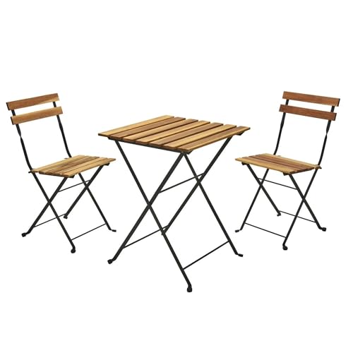 Well Home Bistro-Tisch-Set + 2 Stühle aus Holz und schwarzem Stahlrahmen von WELL HOME MOBILIARIO & DECORACIÓN