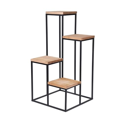 Well Home Blumenregal aus Metall mit 4 Einlegeböden aus Holz, 34 x 34 x 76 cm von WELL HOME MOBILIARIO & DECORACIÓN