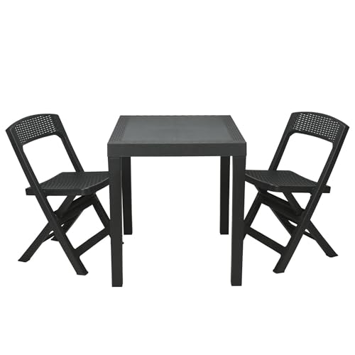 Well Home Gartenset 'Poker' Tisch + 2 Stühle in Anthrazit von WELL HOME MOBILIARIO & DECORACIÓN