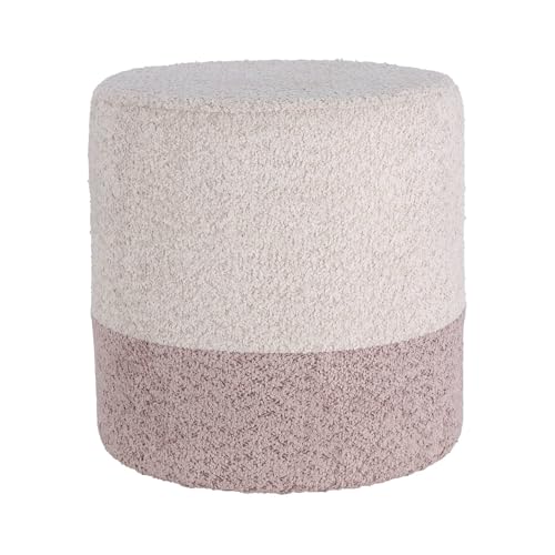 Well Home Hocker Boucle Ø 35 cm, beige mit Hellrosa von WELL HOME MOBILIARIO & DECORACIÓN