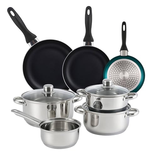 Well Home Kochgeschirr-Set, 7-teilig, Edelstahl + 3 Pfannen, Ø 16 x 20 x 24 cm, Blau metallic aus gepresstem Aluminium Well Home Kochgeschirr-Set, 7-teilig, Edelstahl + 3 Pfannen, Ø 16 x 20 x 24 cm, Blau metallic aus gepresstem Aluminium von WELL HOME MOBILIARIO & DECORACIÓN