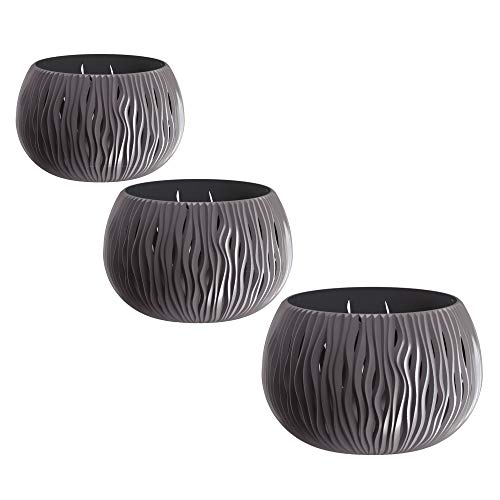 Well Home MOBILIARIO & DECORACIÓN Bowl Sandy Blumentöpfe aus Kunststoff mit Tank in Anthrazit, Größe S von WELL HOME MOBILIARIO & DECORACIÓN
