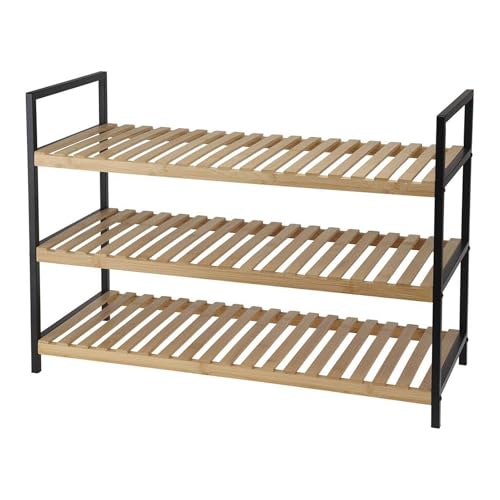 Well Home Schuhregal aus Bambus mit 3 Ablagen aus Metall und Bambus, 70 x 30 x 48,5 cm von WELL HOME MOBILIARIO & DECORACIÓN