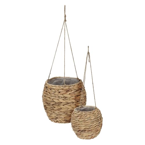 Well Home Set mit 2 Blumenkörben aus Naturfaser, Ø 17 x 24 cm von WELL HOME MOBILIARIO & DECORACIÓN