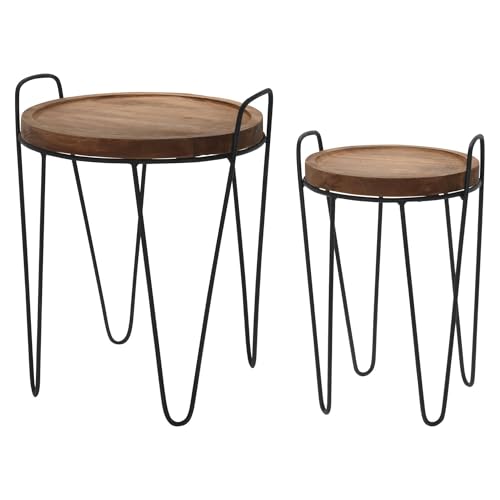 Well Home Set mit 2 Couchtischen, naturfarben, Ø 28 x 38 cm von WELL HOME MOBILIARIO & DECORACIÓN