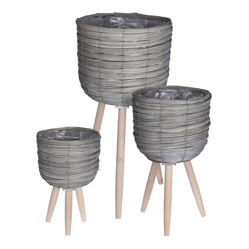 Well Home - Set mit 3 Blumentöpfen mit grauem Bein, Ø 21 Ø 25 x 30 cm von WELL HOME MOBILIARIO & DECORACIÓN