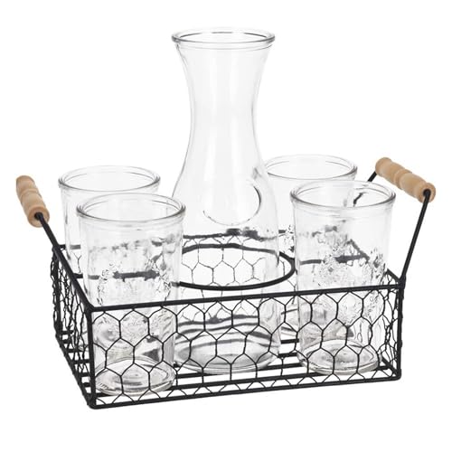 Well Home Set mit 4 Gläsern 450 ml + Krug 1 l aus Glas von WELL HOME MOBILIARIO & DECORACIÓN