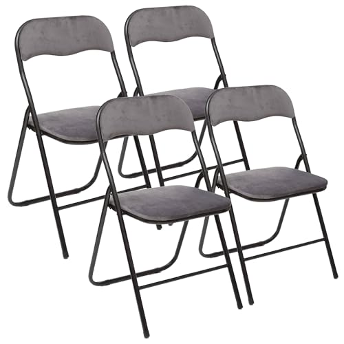Well Home Set mit 4 Klappstühlen, 44 x 52 x 73 cm, Samt, grau von WELL HOME MOBILIARIO & DECORACIÓN