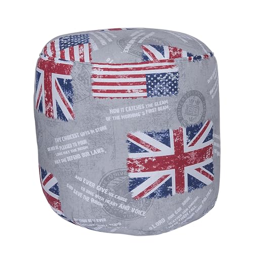Well Home Sitzsack, rund, Ø40 x 38 cm, Flaggen-Design, gepolsterter und bequemer Sitz von WELL HOME MOBILIARIO & DECORACIÓN