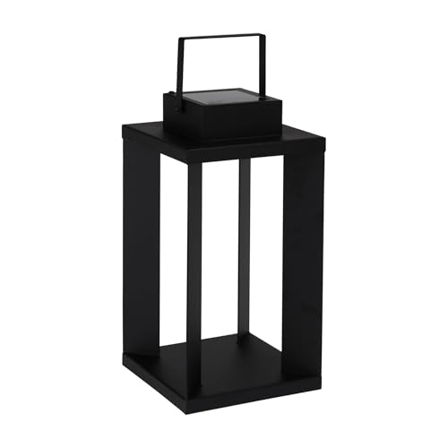 Well Home Solarlaterne aus Metall in Schwarz mit 25 warmweißen LEDs, 22 x 22 x 42 cm von WELL HOME MOBILIARIO & DECORACIÓN