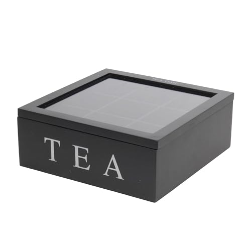 Well Home Tea Box MDF mit 9 Fächern, 23 x 23 x 9 cm, Schwarz 'Tea' von WELL HOME MOBILIARIO & DECORACIÓN