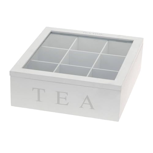 Well Home Teebox MDF mit 9 Fächern, 23 x 23 x 9 cm, weiß von WELL HOME MOBILIARIO & DECORACIÓN