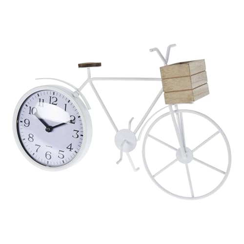 Well Home Tischuhr, Fahrrad-Design, Metall, Weiß, 33,5 x 8 x 23,5 cm von WELL HOME MOBILIARIO & DECORACIÓN