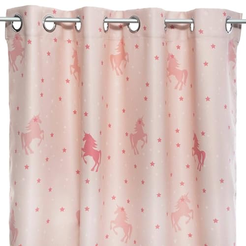 Well Home - Verdunkelungsvorhang für Kinder, Einhorn, rosa, 140 x 250 cm von WELL HOME MOBILIARIO & DECORACIÓN