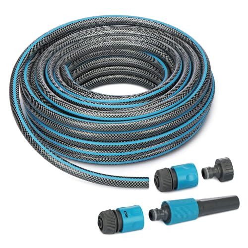 Well Home Wasserschlauch mit Steckverbinder-Set, 20 m, geflochtenes Polyester und PVC, grau-transparent von WELL HOME MOBILIARIO & DECORACIÓN