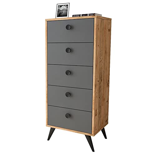 WELL HOME MOBILIARIO & DECORACIÓN Atlantic Pine Anthrazit mit 100% melaminbeschichteten Spanplatten, 49 x 118,4 x 40 von WELL HOME MOBILIARIO & DECORACIÓN