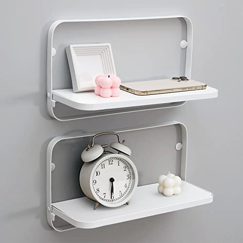 WELLAND Weiße schwebende Regale, 2er-Set, kleines, herunterklappbares Wandregal, Wandregale für Wohnmobil, Wohnmobil, Dachboden,weißes Holzbrett und Metallrahmen,30.5 cm Bx12.7 cm Tx17.8 cm H WELLAND Weiße schwebende Regale, 2er-Set, kleines, herunterklappbares Wandregal, Wandregale für Wohnmobil, Wohnmobil, Dachboden,weißes Holzbrett und Metallrahmen,30.5 cm Bx12.7 cm Tx17.8 cm H von WELLAND