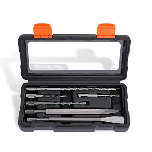 WellCut SDS-Bohrhammer-Set, 6-teilig, SDS-Bohrer, SDS-Meißel, für Beton, Ziegel, Stein, harte Materialien, im praktischen Kunststoffkoffer (WC-SDS6) von WELLCUT