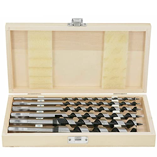 Schneckenbohrer-Set, 6-teilig (6 mm bis 20 mm), Kohlenstoffstahl, im Holzetui, WELLCUT von WELLCUT