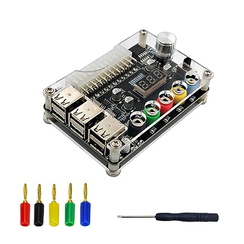 ADJ Einstellbarer Spannungsknopf ATX24P 6USB-Netzteilplatine und Acrylgehäuse-Kit unterstützt 3,3 V 5 V 12 V ATX24 Netzteilplatine Acrylgehäuse-Kit Einstellbarer Spannungsknopf unterstützt 3,3 V von WELLDOER