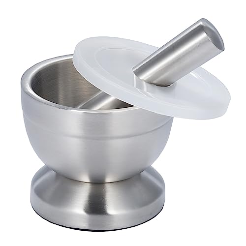 Doppelte Edelstahl-Knoblauchmühle Metallmörser Schüssel Knoblauchpresse Kräutermühle Topf Doppelte Edelstahl-Knoblauchmühle Metallmörser Schüssel Knoblauchpresse Kräutermühle Topf von WELLDOER