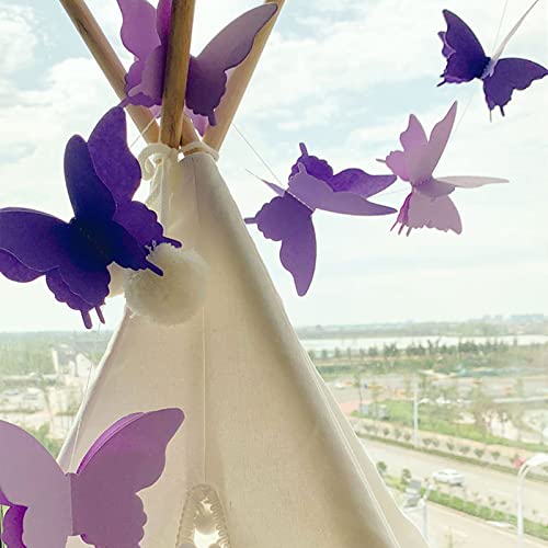 WELLDOER 3D-Papier-Wimpelkette zum Aufhängen, hängende Dekoration, Schmetterlings-Schnur-Dekor, 198,1 cm, Schmetterling, hängende 3D-Papier-Wimpelkette, 3D-Papier-Schmetterling von WELLDOER