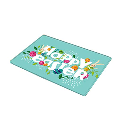 WELLDOER Dekorative Fußmatte mit Aufschrift "Happy Easter Eggs", rechteckig, rutschfest, für Badezimmer, Küche, Schlafzimmer, Stuhl, Schwarz von WELLDOER