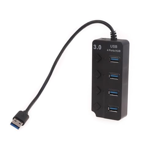WELLDOER USB Stecker auf 4 USB 3.0 Buchsen Kabel Adapter Splitter Dongle Cord Konverter Connector Multi Hub mit Schaltern für Computer USB-Laufwerke von WELLDOER