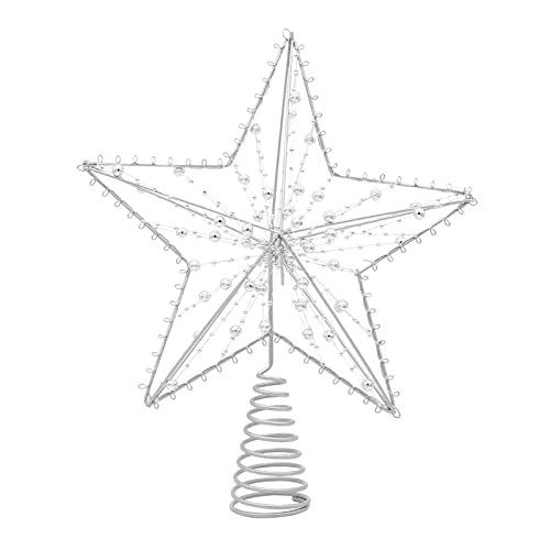 WELLDOER Weihnachtsbaumstern mit LED-Licht, ausgehöhlt, Ornament, Dekoration, für Neujahr, Feiertage, Party, Weihnachtsbaum-Stern beleuchtet von WELLDOER