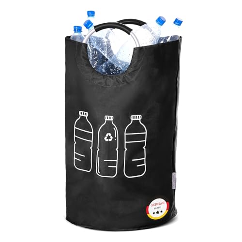WELLENBORG® Faltbarer Pfandflaschen-Sammelbehälter faltbar Schwarz - Wasserdichter Flaschensammler großer Korb - Altglas Leergut Pfandflaschen Aufbewahrung von WELLENBORG