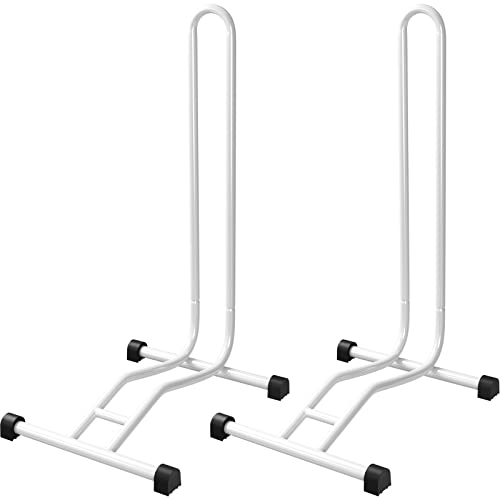 2 x WELLGRO® Fahrradständer - Stahl, sicherer Stand - Farbe weiß von WELLGRO