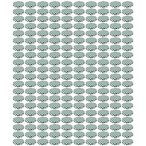 200 x WELLGRO® Einmachdeckel To 82 - grün kariert, Metall, Ersatzdeckel für Einmachglas von WELLGRO