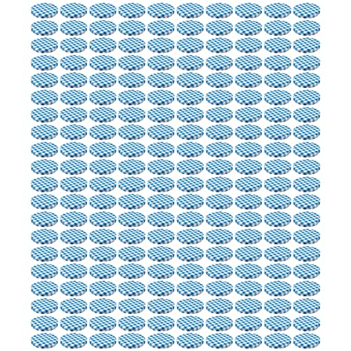 WELLGRO® Einmachdeckel To 82 - blau kariert, Metall, Ersatzdeckel für Einmachglas - verschiedene Mengen wählbar, Stückzahl:200 Stück von WELLGRO