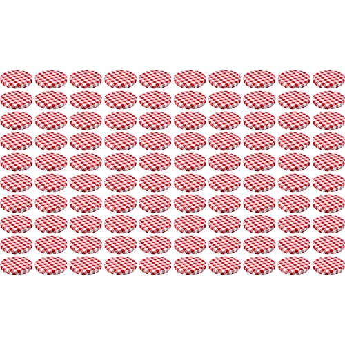 WELLGRO® Einmachdeckel To 82 - rot kariert, Metall, Ersatzdeckel für Einmachglas - verschiedene Mengen wählbar, Stückzahl:100 Stück von WELLGRO