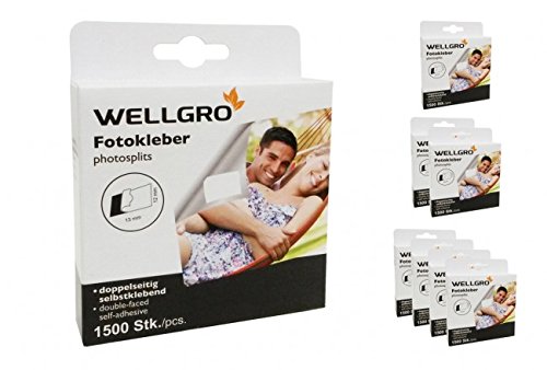 WELLGRO Fototapes, Fotokleber, Fotosticker säurefrei, beidseitig klebend, in Spenderbox - 1500, 3000 oder 6000 Stück, Stückzahl:1500 Stück von WELLGRO