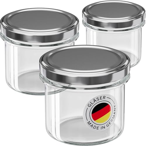 WELLGRO 12x Einmachgläser mit Schraubdeckel - 235ml - Deckel To 82 silber - Made in Germany - Vorratsgläser mit Deckel, Gärglas, Dessertgläser WELLGRO 12x Einmachgläser mit Schraubdeckel - 235ml - Deckel To 82 silber - Made in Germany - Vorratsgläser mit Deckel, Gärglas, Dessertgläser von WELLGRO