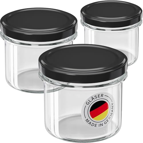 WELLGRO 25x Einmachgläser mit Schraubdeckel - 235ml - Deckel To 82 schwarz - Made in Germany - Vorratsgläser mit Deckel, Gärglas, Dessertgläser WELLGRO 25x Einmachgläser mit Schraubdeckel - 235ml - Deckel To 82 schwarz - Made in Germany - Vorratsgläser mit Deckel, Gärglas, Dessertgläser von WELLGRO