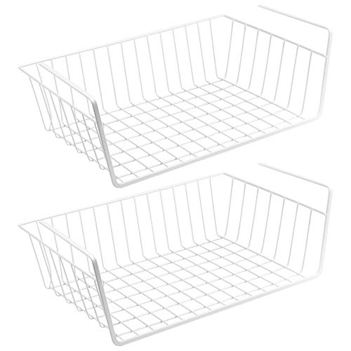 WELLGRO 2er Set Schrankkörbe zum Einhängen aus Metall - ca. 41 x 25 x 14 cm (LxBxH) - schaffen Sie zusätzlichen Platz - weiß von WELLGRO