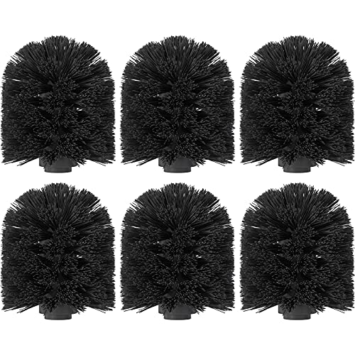 WELLGRO 6er Set Ersatz Bürstenköpfe - schwarz oder weiß - Ø 78 mm - Innengewinde - Farbe wählbar, Farbe:Schwarz von WELLGRO