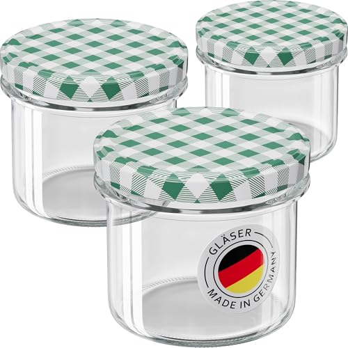 WELLGRO 6x Einmachgläser mit Schraubdeckel - 235ml - Deckel To 82 grün kariert - Made in Germany - Vorratsgläser mit Deckel, Gärglas, Dessertgläser WELLGRO 6x Einmachgläser mit Schraubdeckel - 235ml - Deckel To 82 grün kariert - Made in Germany - Vorratsgläser mit Deckel, Gärglas, Dessertgläser von WELLGRO