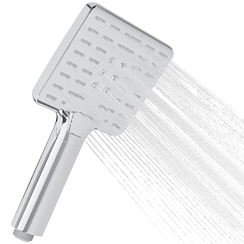 WELLGRO Duschkopf mit 3 Sprüheinstellungen oder Regendusche Farbwahl ABS-Kunststoff Handbrause Duschbrause, Farbe:Duschkopf silber von WELLGRO