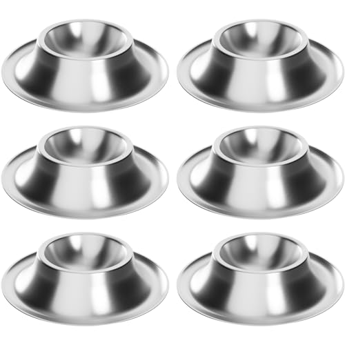 WELLGRO Eierbecher Set Edelstahl 8,6 x 2,4 cm (ØxH) Silber matt stapelbar rostfrei spülmaschinengeeignet, Stückzahl:6 Stück von WELLGRO