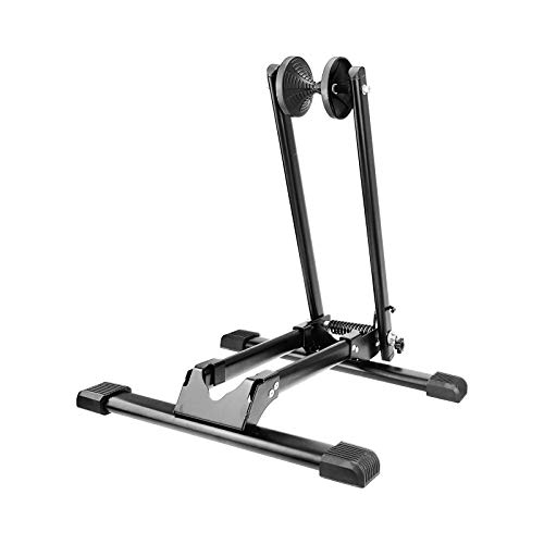 WELLGRO Fahrradständer - für Vorderrad oder Hinterrad, Stahl, schwarz, platzsparend zusammenklappbar von WELLGRO