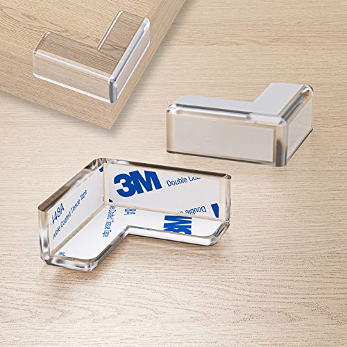 WELLGRO Kantenschutz eckig - Silikon Eckenschutz, 4 x 4 x 1,9 cm (LxBxH), transparent, BPA frei - Menge wählbar, Stückzahl:16 Stück von WELLGRO