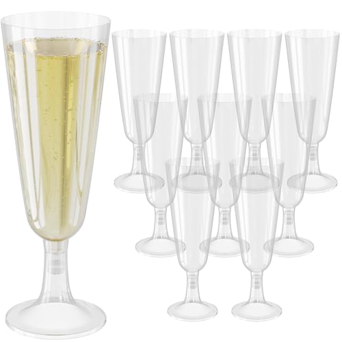 WELLGRO Sektgläser Set 150 ml Kunststoff transparent bruchsicher BPA-frei Mehrweg Champagnergläser Sektkelche Stielglas, Stückzahl:120 Stück von WELLGRO