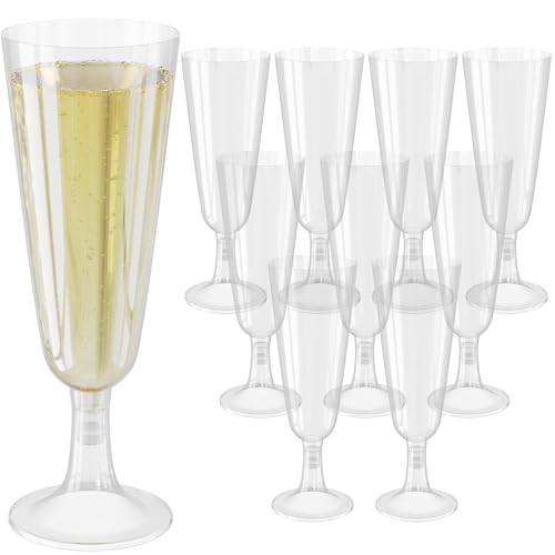 WELLGRO Sektgläser Set 150 ml Kunststoff transparent bruchsicher BPA-frei Mehrweg Champagnergläser Sektkelche Stielglas, Stückzahl:30 Stück von WELLGRO