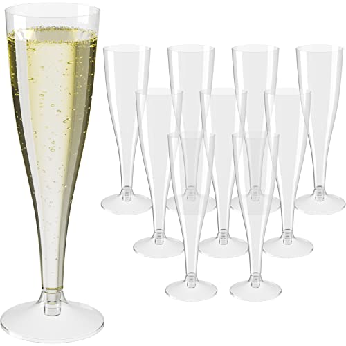 WELLGRO Sektgläser Set aus Kunststoff 100ml mit Eichstrich Sektkelch glasklar BPA-frei Mehrweg Wiederverwendbar Champagner Prosecco, Stückzahl:120 Stück von WELLGRO