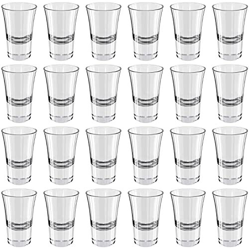 WELLGRO 3,4cl Schnapsgläser - 4,5 x 7 cm (ØxH) - Glas klar - Shotgläser - standfest - Made in Italy, Stückzahl:24 Stück von WELLGRO