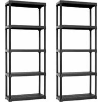 2x Regal 5 Plastik -Baldas in Polypropylen 900x400x1760 mm. von WELLHOME