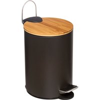 3-Liter-Treteimer mit schwarzem, modernem Bambusdeckel - Wellhome von WELLHOME